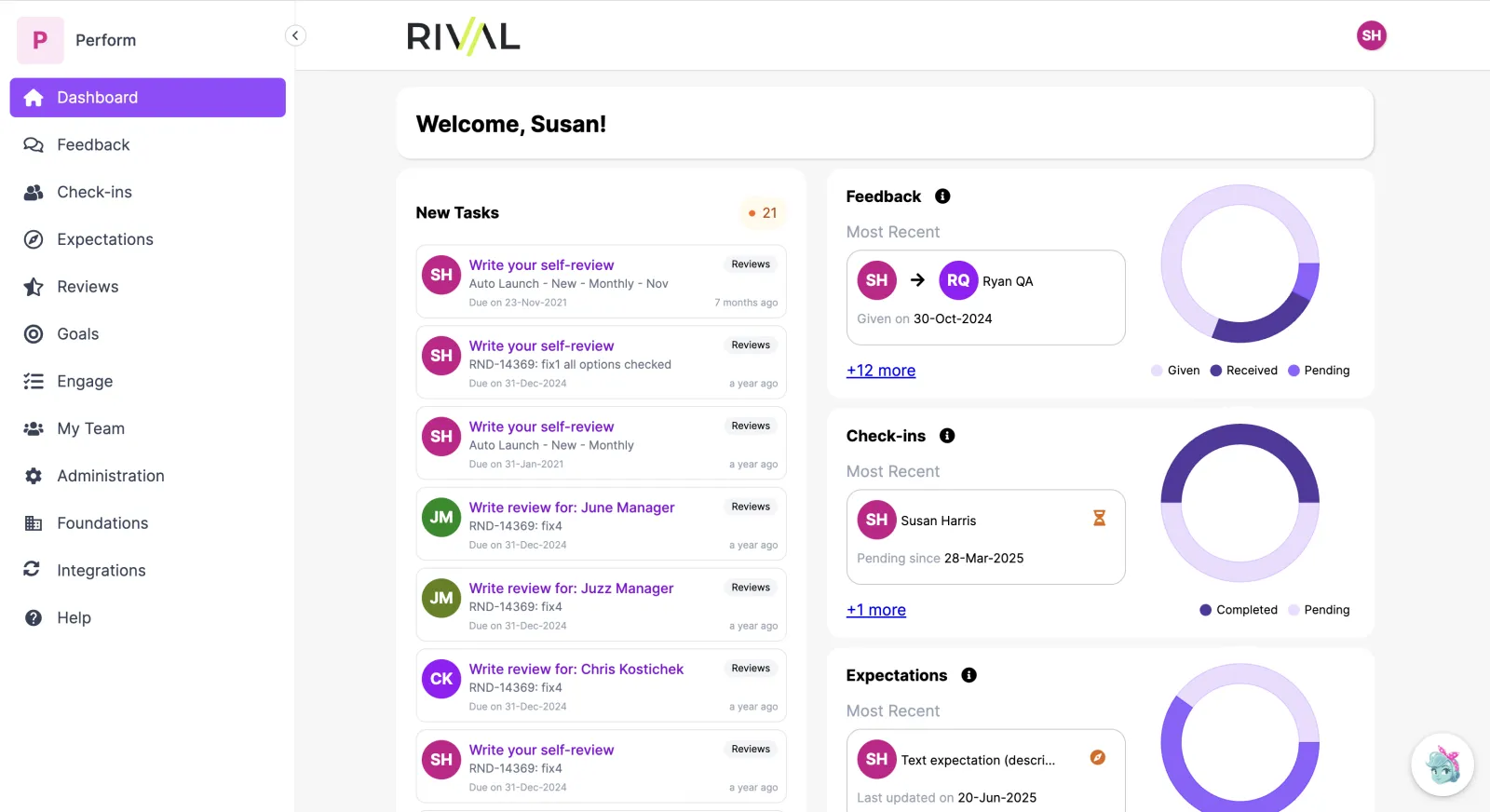 Rival Perform Dashboard