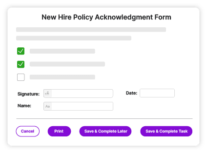 Rival Onboard: New hire policy acknowledgement form